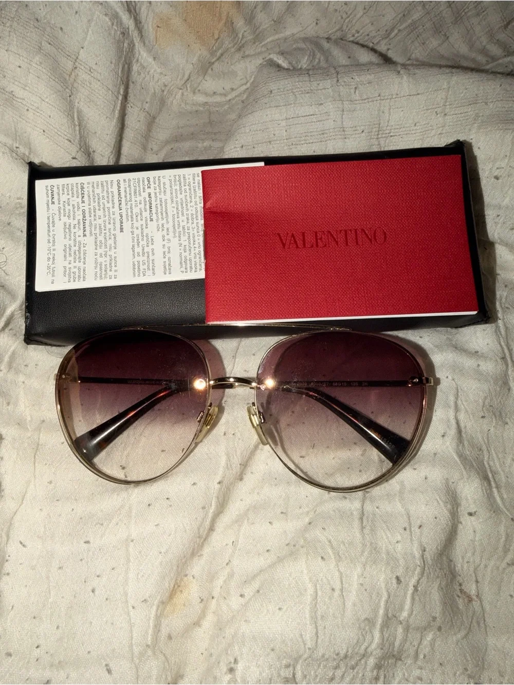 Valentino Gold Frame Sunglasses with Purple Gradient Lenses